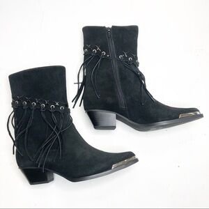 Oak Tree Farms | Suede Fringe Western Boots